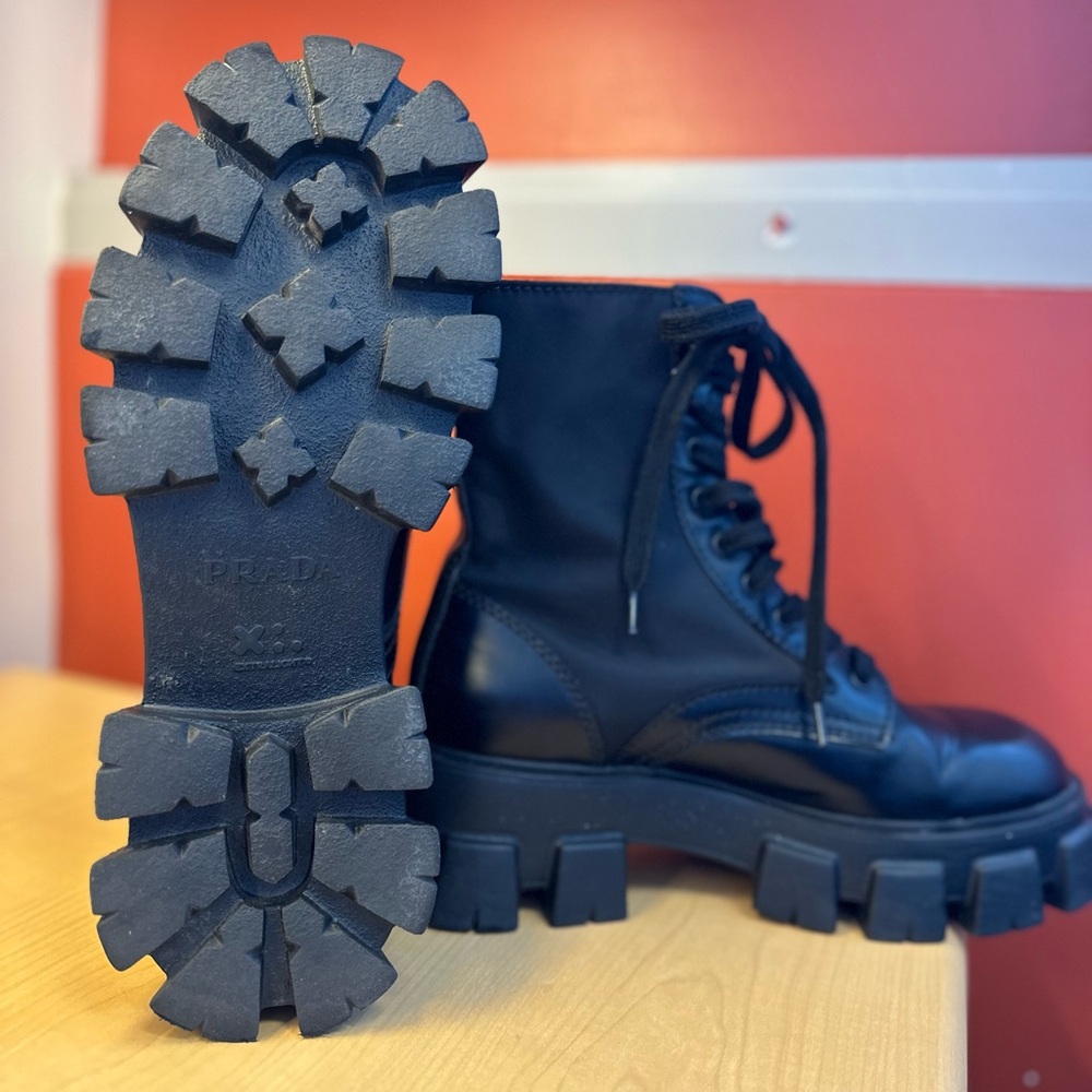 Prada Black Monolith Combat Boots EU size 41